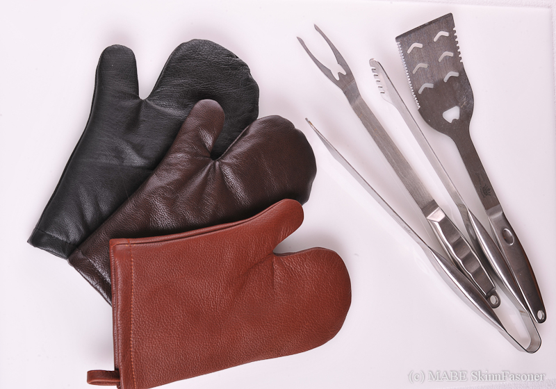 Leather BBQ Mitts, chestlenut