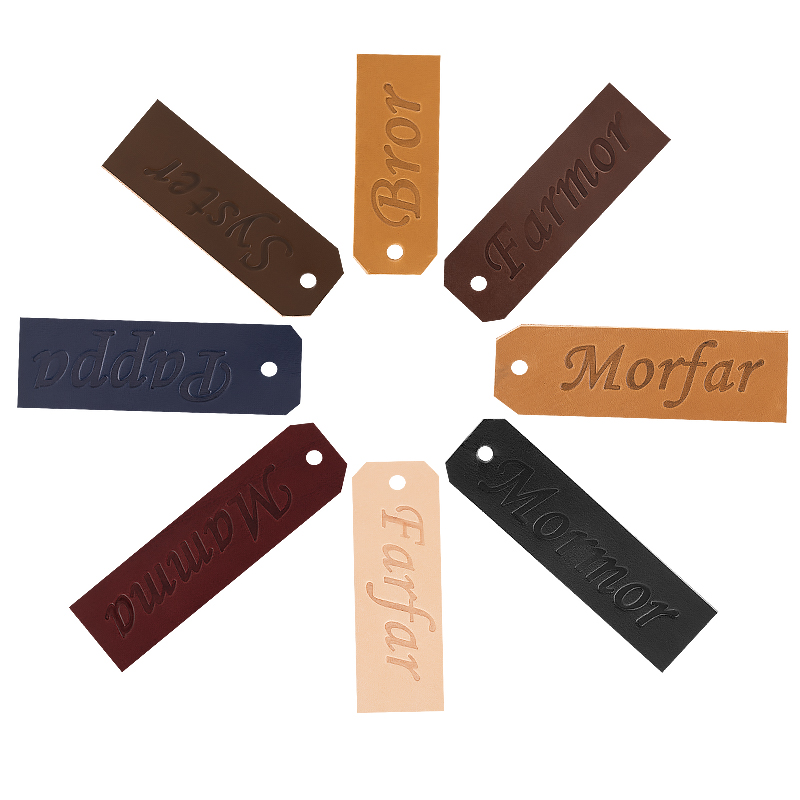 Gift tags in leather family