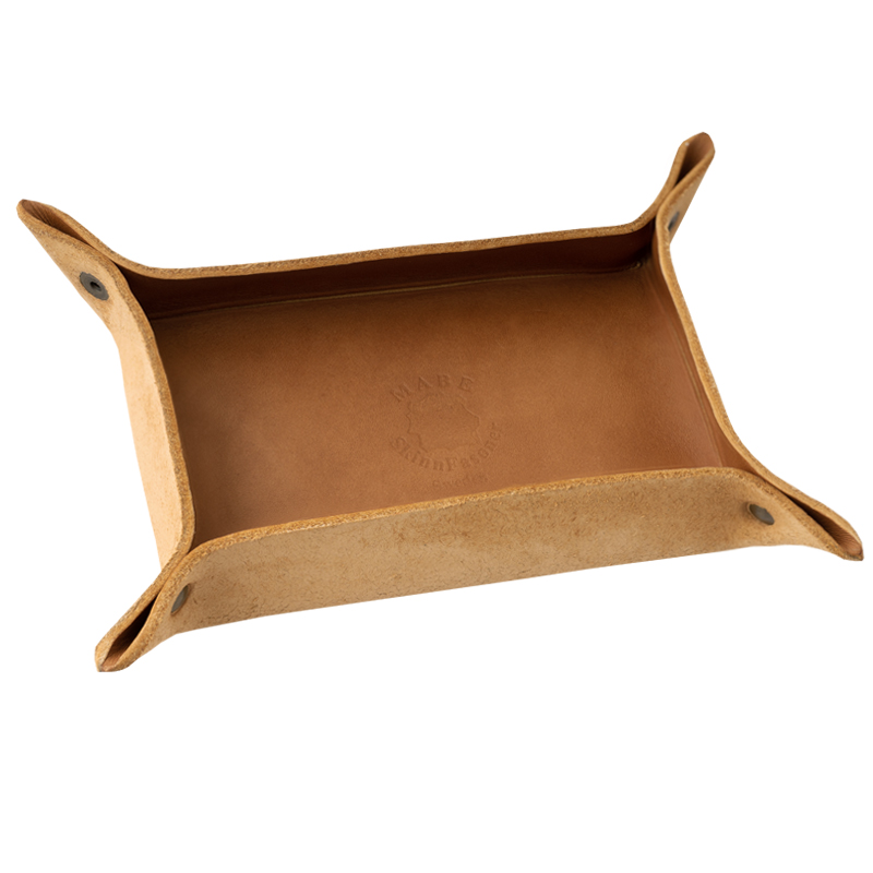 Leather tray Cognac