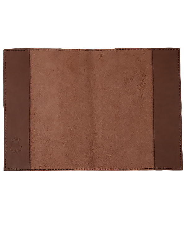 Book cover in leather dark brown smal