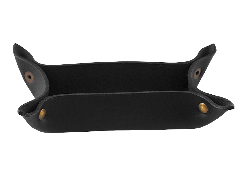 Small leather tray Black