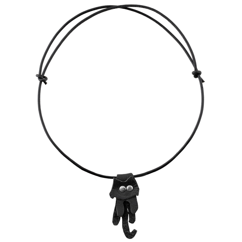 Leather Necklace black cat