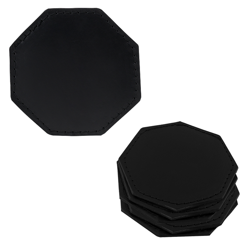 Coasters in leather octagonal black